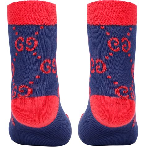 gucci baby socken|Baby GG cotton socks in navy and red .